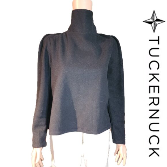 Tuckernuck Tops - Tuckernuck Dudley Stephens Black Palmer Puff Sleeve Turtleneck NWT Large
